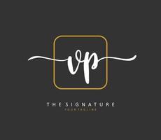 vp eerste brief handschrift en handtekening logo. een concept handschrift eerste logo met sjabloon element. vector