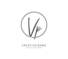 vp eerste brief handschrift en handtekening logo. een concept handschrift eerste logo met sjabloon element. vector