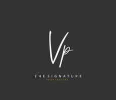 vp eerste brief handschrift en handtekening logo. een concept handschrift eerste logo met sjabloon element. vector