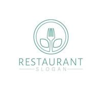 restaurant merk logo ontwerp. bord en vork logo. cafe en bar logo sjabloon. vector