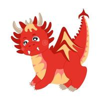 draak kind. grappig baby draak, schattig magie hagedis met Vleugels en hoorns. vector