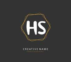 h s hs eerste brief handschrift en handtekening logo. een concept handschrift eerste logo met sjabloon element. vector