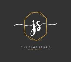 j s js eerste brief handschrift en handtekening logo. een concept handschrift eerste logo met sjabloon element. vector