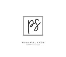 p s ps eerste brief handschrift en handtekening logo. een concept handschrift eerste logo met sjabloon element. vector