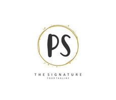 p s ps eerste brief handschrift en handtekening logo. een concept handschrift eerste logo met sjabloon element. vector