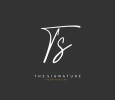 t s ts eerste brief handschrift en handtekening logo. een concept handschrift eerste logo met sjabloon element. vector