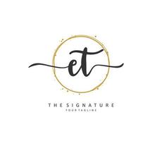 e t et eerste brief handschrift en handtekening logo. een concept handschrift eerste logo met sjabloon element. vector