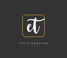 e t et eerste brief handschrift en handtekening logo. een concept handschrift eerste logo met sjabloon element. vector