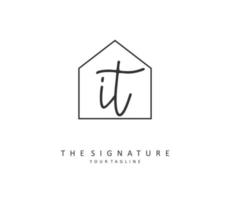 ik t het eerste brief handschrift en handtekening logo. een concept handschrift eerste logo met sjabloon element. vector