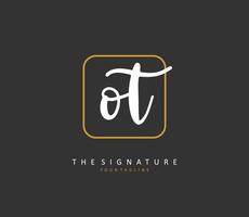 O t ot eerste brief handschrift en handtekening logo. een concept handschrift eerste logo met sjabloon element. vector