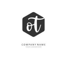 O t ot eerste brief handschrift en handtekening logo. een concept handschrift eerste logo met sjabloon element. vector