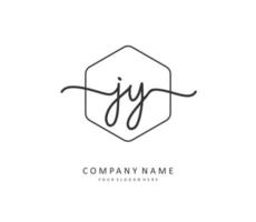 jy eerste brief handschrift en handtekening logo. een concept handschrift eerste logo met sjabloon element. vector