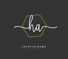 h een ha eerste brief handschrift en handtekening logo. een concept handschrift eerste logo met sjabloon element. vector