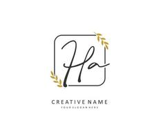 h een ha eerste brief handschrift en handtekening logo. een concept handschrift eerste logo met sjabloon element. vector