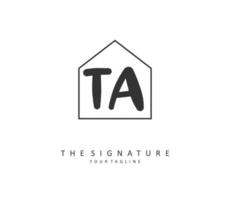 t een ta eerste brief handschrift en handtekening logo. een concept handschrift eerste logo met sjabloon element. vector