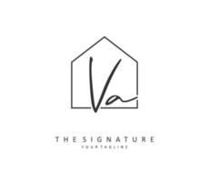 v een va eerste brief handschrift en handtekening logo. een concept handschrift eerste logo met sjabloon element. vector