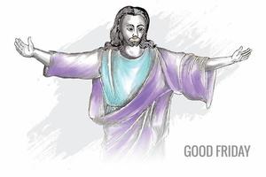 hand- trek schetsen mooi zo vrijdag met Jezus Christus de zoon van god kaart achtergrond vector