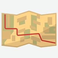 stad kaart met rood route navigatie markeerstift vector