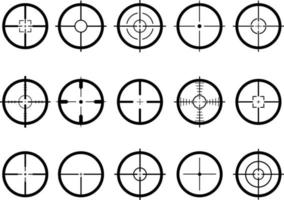 reeks van doelwit lijn pictogrammen, scherpschutter symbool. gericht op en richten. leger doelwit jachtgeweer illustratie vector