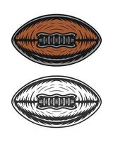 wijnoogst retro houtsnede Amerikaans Amerikaans voetbal rugby bal. kan worden gebruikt Leuk vinden embleem, logo, insigne, label. markering, poster of afdrukken. monochroom grafisch kunst. vector