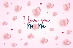 gelukkig moeders dag achtergrond ontwerp met roze papier hart vorm vector