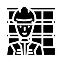 ingenieur bouw arbeider glyph icoon vector illustratie