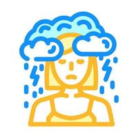 ongelukkig persoon spanning hoofdpijn kleur icoon vector illustratie