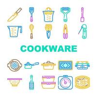 keuken Koken kookgerei werktuig pictogrammen reeks vector