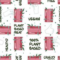 naadloos patroon met fabriek gebaseerd vlees vector illustratie