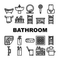 badkamer bad uitrusting hygiëne pictogrammen reeks vector