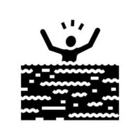 wastafel water Mens ongeluk glyph icoon vector illustratie
