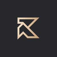 luxe en creatief rk brief logo ontwerp vector