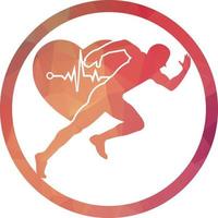 Mens avatar rennen met hart pulse silhouet stijl icoon ontwerp, marathon atleet opleiding en geschiktheid thema vector illustratie