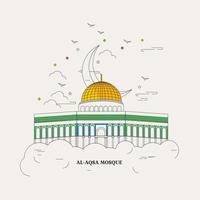 al aqsa moskee in lijn kunst ontwerp vector