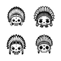 toevoegen een tintje van gespannen schattigheid naar uw project met onze schattig kawaii schedel hoofd logo vervelend Indisch chef accessoires verzameling. hand- getrokken met liefde, deze illustraties vector