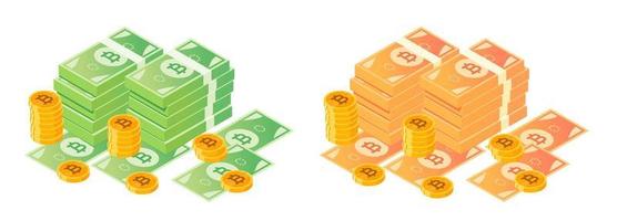 Thais baht geld bundel en munten vector