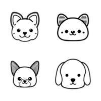 introduceren een schattig kawaii hond hoofd logo verzameling reeks met divers rassen, hand- getrokken met delicaat lijn kunst illustraties vector