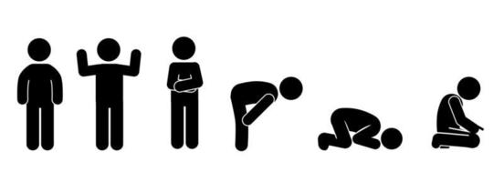 illustratie van een moslim bidden, illustratie van een moslim gebed beweging vector