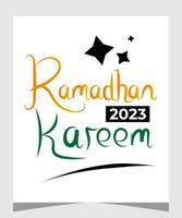 halve maan Islamitisch voor Ramadan kareem groet kaart. Ramadan vakantie uitnodigingen Sjablonen verzameling met hand- getrokken belettering en goud Arabisch patroon. vector illustratie.