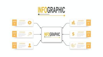 6 stappen rechthoek infographic sjabloon bedrijf gegevens Infochart illustratie vector