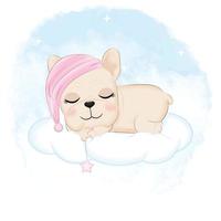 schattig Frans bulldog slapen Aan de wolk illustratie vector
