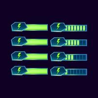 set van gui fantasie glanzende energie uithoudingsvermogen voortgangsbalk voor game ui asset elementen vector illustratie