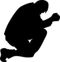Arabisch Mens bidden silhouet, zwart wit achtergrond, vector illustratie