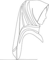 mooi vrouw in hijab doorlopend lijn kunst tekening,vector,illustratie vector