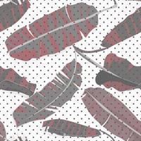 naadloos hand- getrokken tropisch patroon met palm banaan bladeren, oerwoud exotisch blad in zwart en wit kleur Aan polka punt achtergrond vector