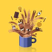 illustraties concept koffie macht vector