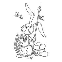 konijntjesridder met een lans en schild. vector