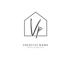 vp eerste brief handschrift en handtekening logo. een concept handschrift eerste logo met sjabloon element. vector