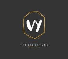 vy eerste brief handschrift en handtekening logo. een concept handschrift eerste logo met sjabloon element. vector