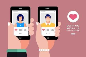 online dating-app op mobiele telefoon vector